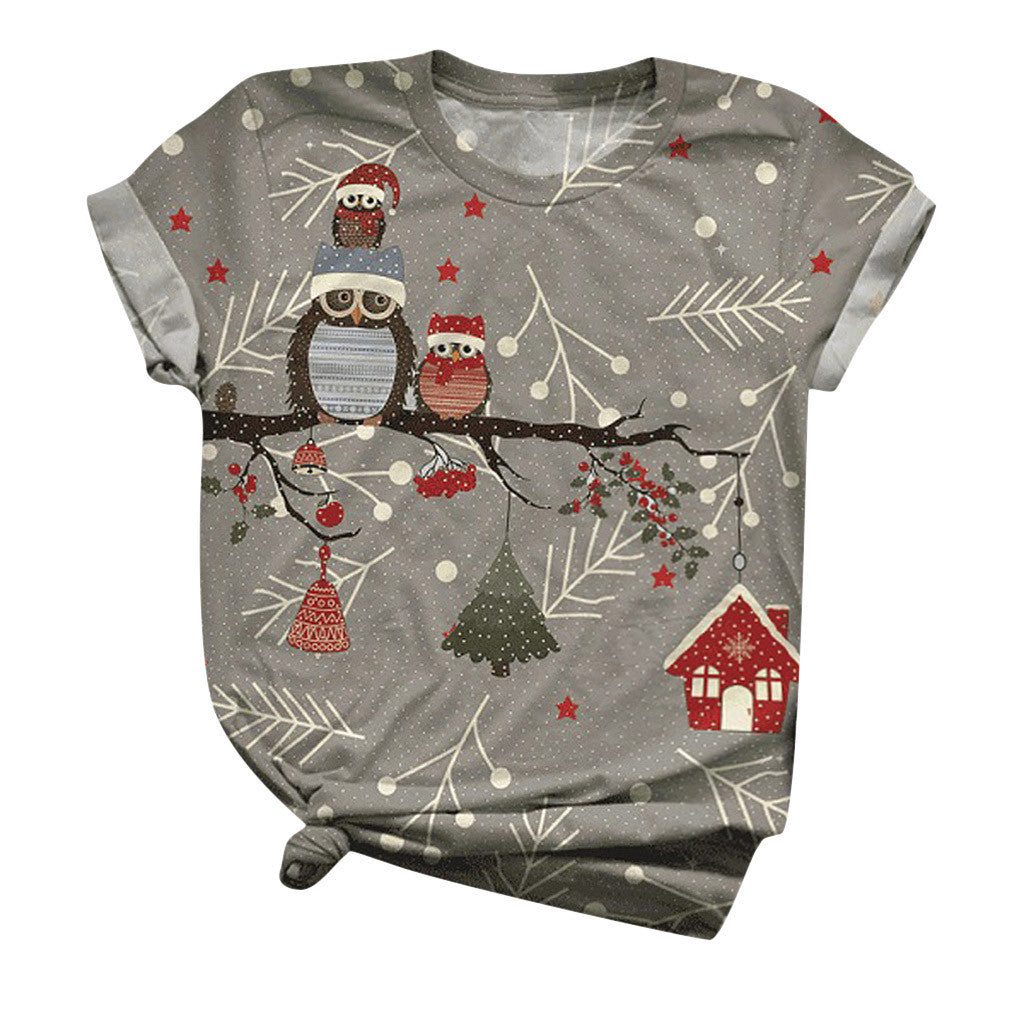 Christmas Snowman Elk Graphic T-Shirt