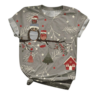 Christmas Snowman Elk Graphic T-Shirt