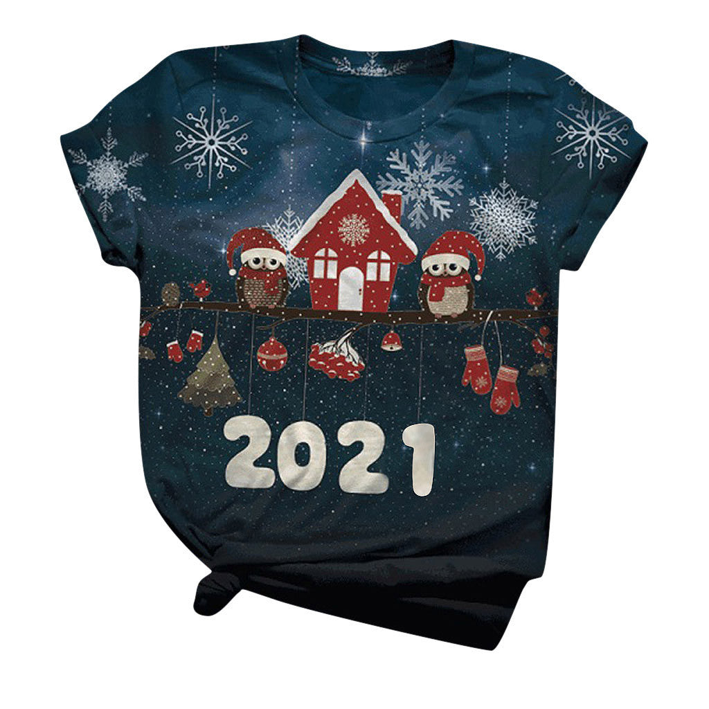 Christmas Snowman Elk Graphic T-Shirt