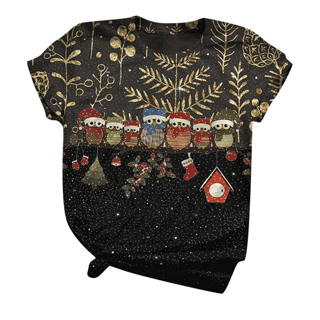 Christmas Snowman Elk Graphic T-Shirt