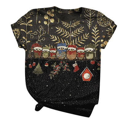 Christmas Snowman Elk Graphic T-Shirt