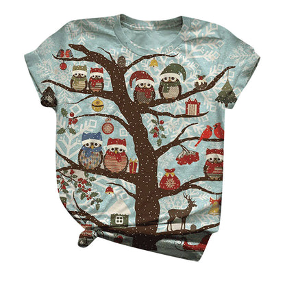 Christmas Snowman Elk Graphic T-Shirt